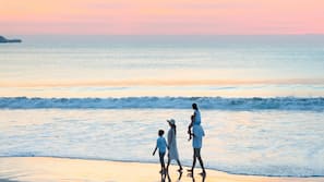 On the beach, free beach cabanas, sun-loungers, beach umbrellas