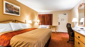 Desk, blackout drapes, iron/ironing board, free WiFi