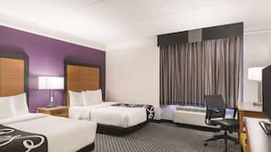 Premium bedding, pillowtop beds, desk, iron/ironing board