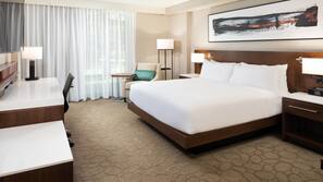Premium bedding, desk, blackout drapes, iron/ironing board