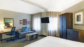 Down duvet, desk, blackout curtains, iron/ironing board