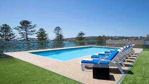 Outdoor pool, pool umbrellas