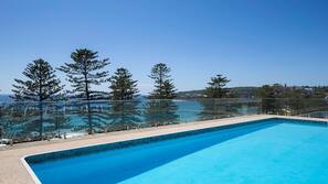 Outdoor pool, pool umbrellas