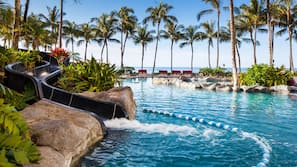 2 outdoor pools, open 8:00 AM to 8:00 PM, cabanas (surcharge)