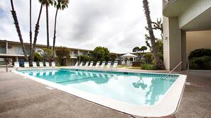 Outdoor pool, pool loungers