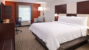 Premium bedding, desk, blackout drapes, iron/ironing board