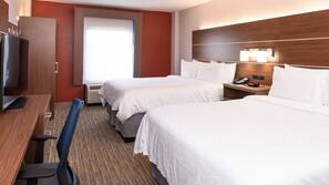 Premium bedding, desk, blackout drapes, iron/ironing board