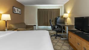 Premium bedding, pillowtop beds, desk, blackout drapes