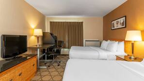 Premium bedding, pillowtop beds, desk, blackout drapes