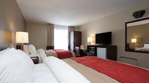 Desk, blackout drapes, iron/ironing board, rollaway beds