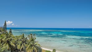 On the beach, sun-loungers, beach umbrellas, beach towels