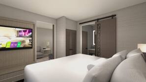 Roupas de cama premium, cofres nos quartos, escrivaninha