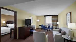 Premium bedding, down comforters, pillowtop beds, in-room safe
