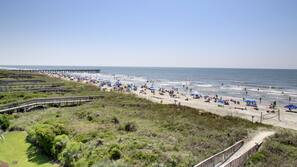 On the beach, beach towels