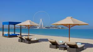 Private beach, free beach cabanas, sun-loungers, beach umbrellas