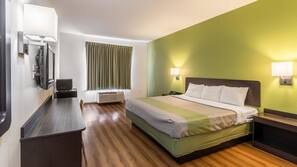 Desk, free WiFi, bed sheets