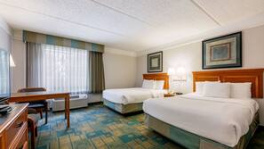 Pillowtop beds, desk, laptop workspace, blackout drapes