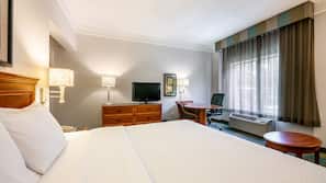 Pillowtop beds, desk, laptop workspace, blackout drapes