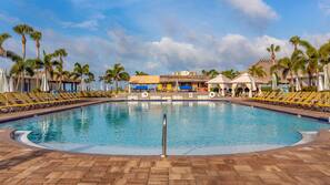 Outdoor pool, pool umbrellas