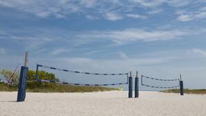 On the beach, beach cabanas, sun-loungers, beach umbrellas