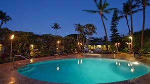 Outdoor pool, sun loungers