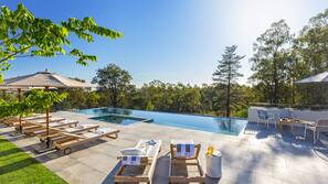 Outdoor pool, pool loungers