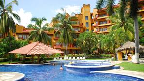 Indoor pool, 2 outdoor pools, pool umbrellas