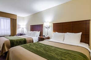 Standard Room, 2 Queen Beds, Non Smoking | In-room safe, desk, iron/ironing board, rollaway beds