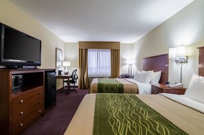 Standard Room, 2 Queen Beds, Non Smoking | In-room safe, desk, iron/ironing board, rollaway beds