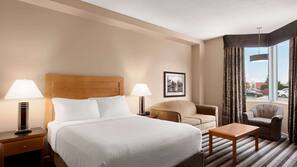 Hypo-allergenic bedding, pillowtop beds, desk, blackout drapes
