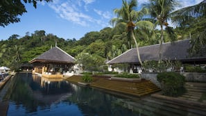 2 outdoor pools, pool umbrellas, sun loungers