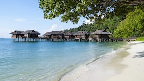 White sand, beach bar