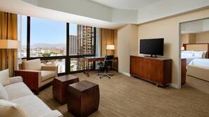 Premium bedding, down comforters, pillowtop beds, in-room safe