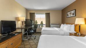Premium bedding, pillow top beds, desk, blackout curtains