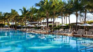 2 outdoor pools, open 9:00 AM to 7:00 PM, pool cabanas (surcharge)