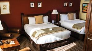 Premium bedding, desk, blackout drapes, iron/ironing board