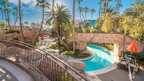 4 outdoor pools, open 9:00 AM to 7:00 PM, pool cabanas (surcharge)