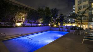 Outdoor pool, sun loungers