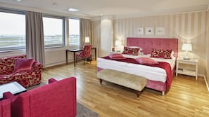Premium bedding, desk, blackout drapes, iron/ironing board