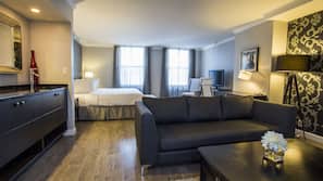 Premium bedding, down comforters, pillowtop beds, minibar