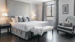 Premium bedding, down comforters, pillowtop beds, minibar