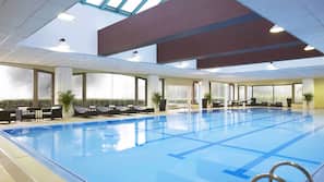 Indoor pool, seasonal outdoor pool, sun loungers