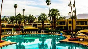 Outdoor pool, open 8 AM to 10 PM, pool umbrellas, sun loungers