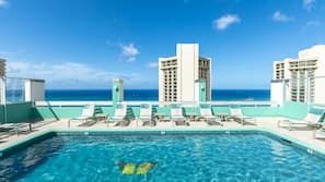 Outdoor pool, open 6:00 AM to 10:00 AM, sun loungers