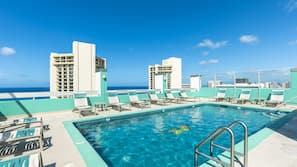Outdoor pool, open 6:00 AM to 10:00 AM, sun loungers