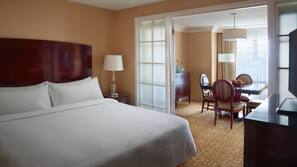 Hypo-allergenic bedding, down duvet, pillow top beds, in-room safe