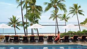 3 outdoor pools, open 8:30 AM to 10:00 PM, free cabanas, sun loungers
