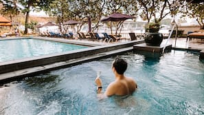 2 outdoor pools, pool umbrellas, sun loungers