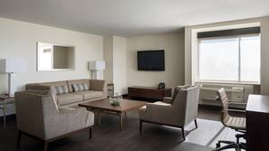 Premium bedding, down comforters, pillowtop beds, in-room safe