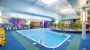 Indoor pool, open 9:00 AM to 11:00 PM, sun loungers
